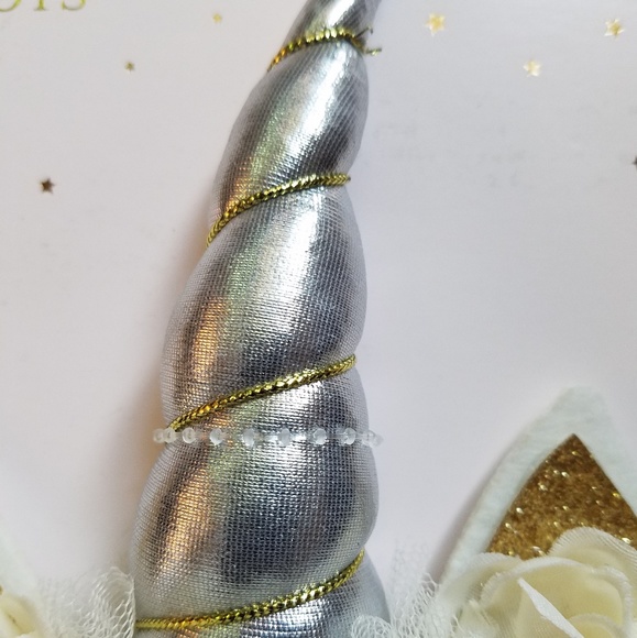 Wee Tots Unicorn Floral Gold & Silver Headwrap - Picture 4 of 4